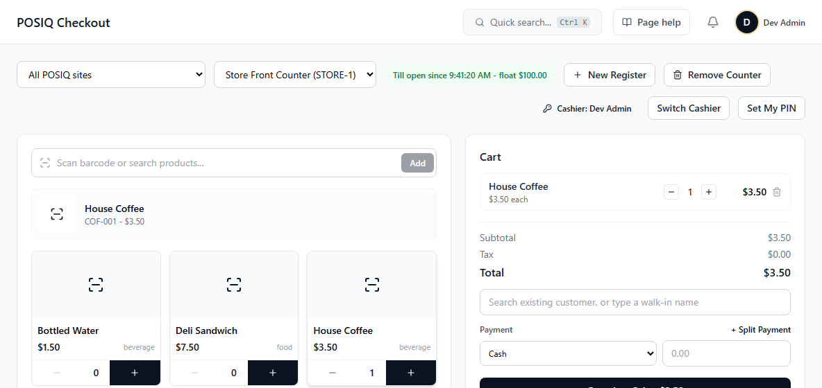 POSIQ Point-of-Sale screen in AssetMaintainIQ
