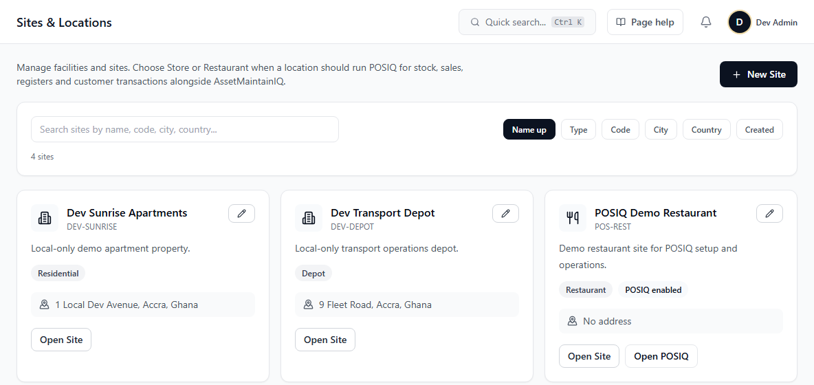 Admin, Roles & Security screen in AssetMaintainIQ
